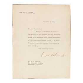 Franklin D. Roosevelt, Typed Letter Signed, December 7, 1934