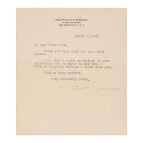 Eleanor Roosevelt, Typed Letter Signed, April 11, 1961