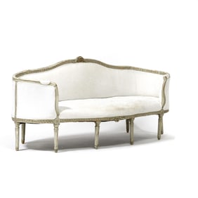Louis XVI Style Carved and Painted Sofa
