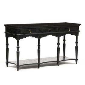 attributed Charles Fradin, Black Lacquered Console Table