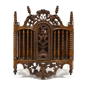 Antique French Provincial Style Carved Walnut Panetière