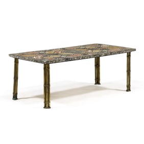 Faux Pietra Dura and Brass Coffee Table