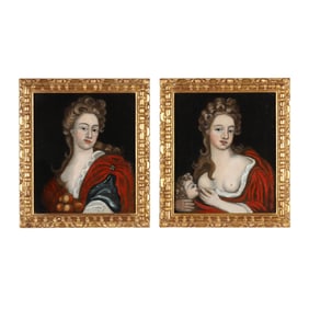 Continental School (19th Century), Pair of Allegorical Portraits of a Woman