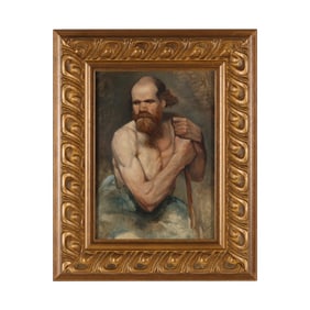 Continental School (Late 19th Century), Study of a Man with a Staff
