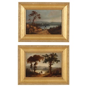 Continental School (19th Century), Pair of Pastoral Landscapes with Figures