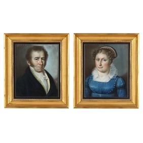 Continental School (Early 19th Century), Portraits of a Lady and Gentleman