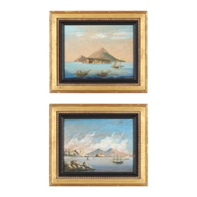 Continental School (19th Century), Two Landscapes of the Bay of Naples