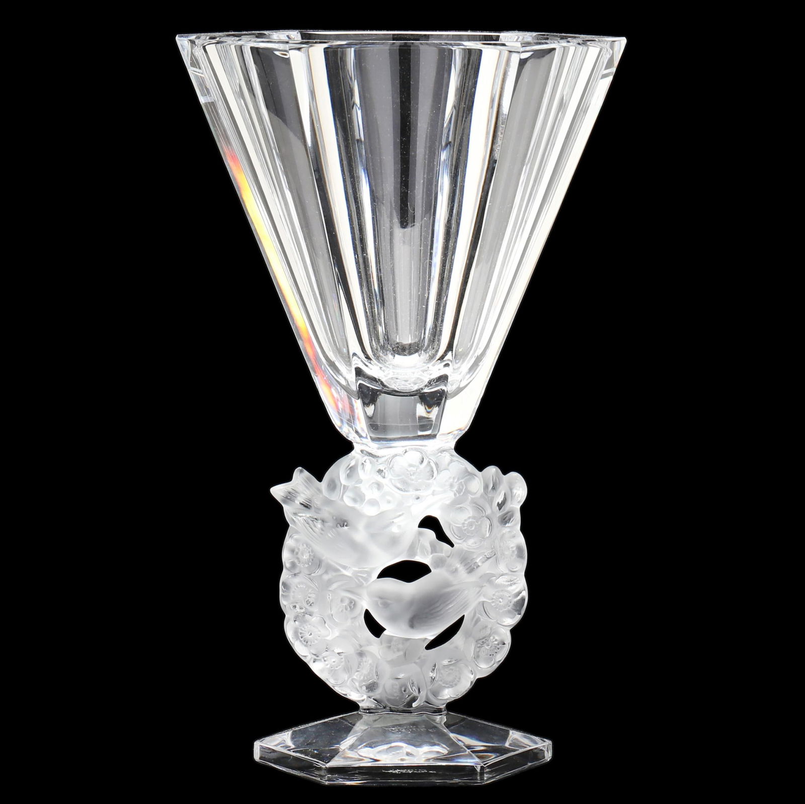 Lalique, Large Crystal  Mesanges  Vase (1 of 6)