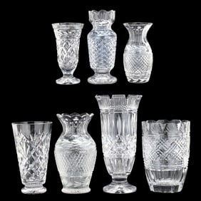 Seven Assorted Waterford Crystal Vases