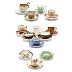 Assortment of Porcelain Teacups and Saucers