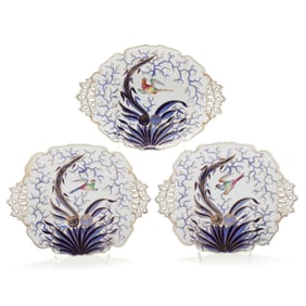 Three Piece Compote Set, Attributed Coalport