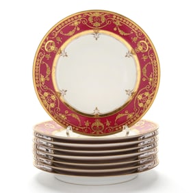 Set of Eight Ambrosius Lamm, Dresden Luncheon Plates