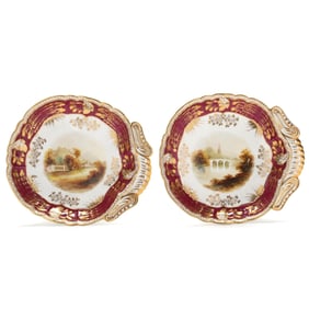 A Pair of English Shell Dessert Plates