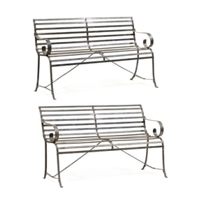 Pair of Vintage Iron Park Benches