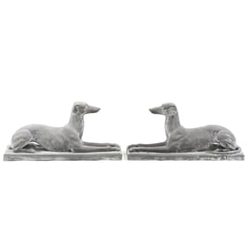 Pair of Recumbent Garden Hounds