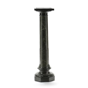 A Carved Classical Style Green Marble Pedestal