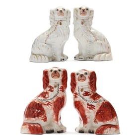 Two Facing Pair of English Staffordshire Spaniels