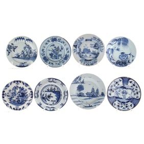 A Group of Eight Delft Blue and White Plates