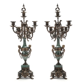 Pair of Italian Bronze Mounted Candelabra