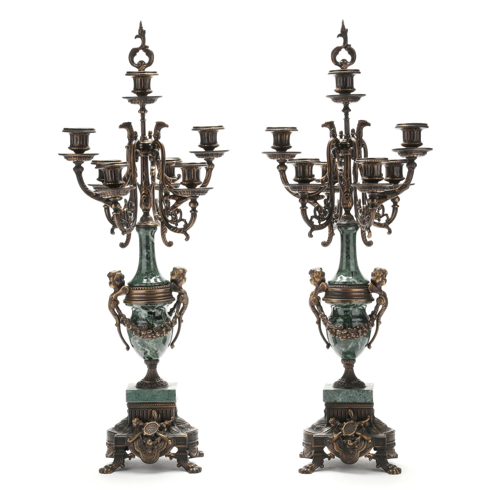 Pair of Italian Bronze Mounted Candelabra (1 of 10)