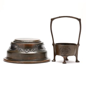 Two Art Nouveau Hammered Copper Items