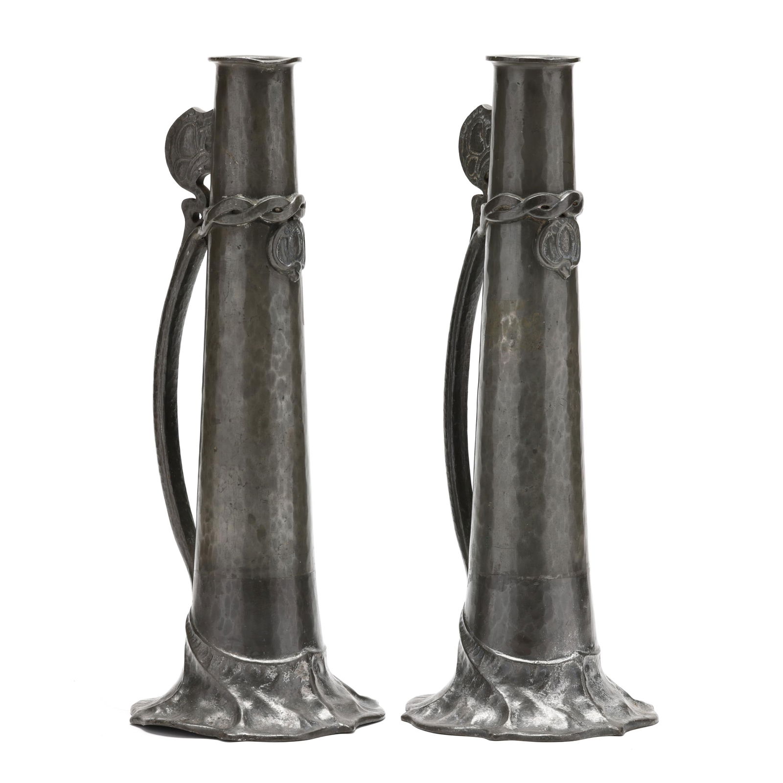 A Pair of Liberty Pewter Hammered  Tudric  Vases (1 of 8)
