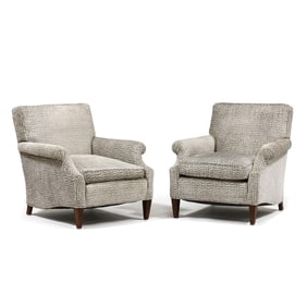 Pair of Contemporary Upholstered Vintage Club Chairs