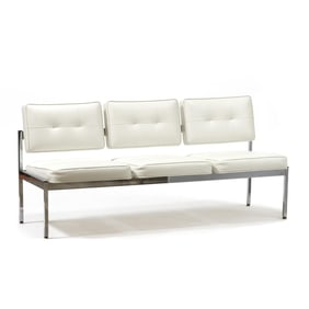 Vintage Three Seat Chrome Armless Sofa