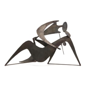 A Brutalist Steel Sculpture of Two Lovers