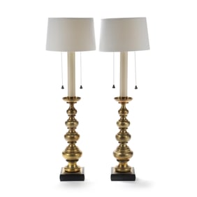 Stiffel, Pair of Vintage Brass Diminutive Floor Lamps