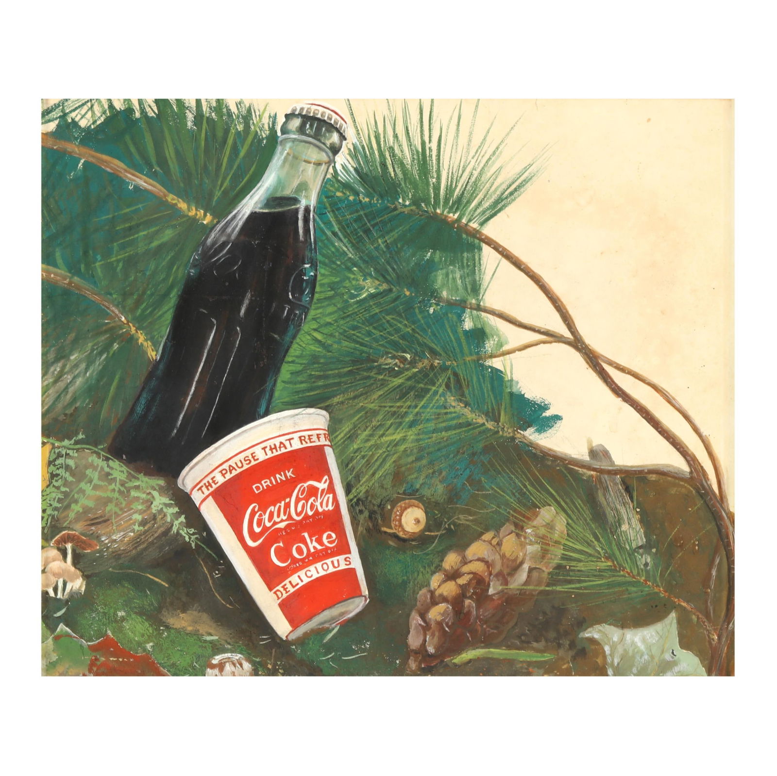 A Vintage Coca-Cola Advertising Mock-Up, 'The Pause that Refreshes' (1 of 5)