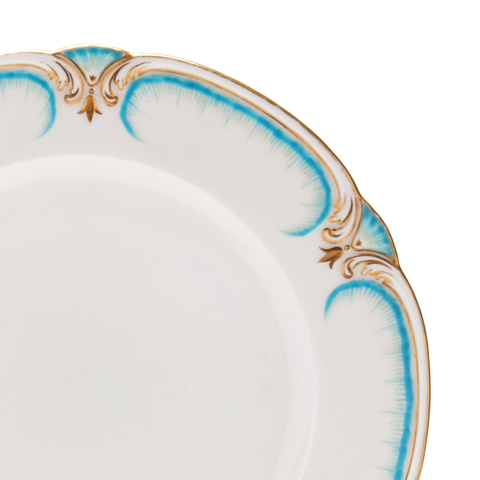 Set of Nine English Porcelain Blue and Gilt Dinner Plates (1 of 5)
