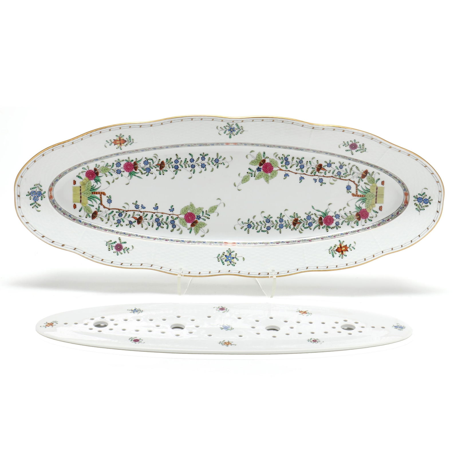 Herend  Indian Basket  Fish Platter and Strainer (1 of 5)