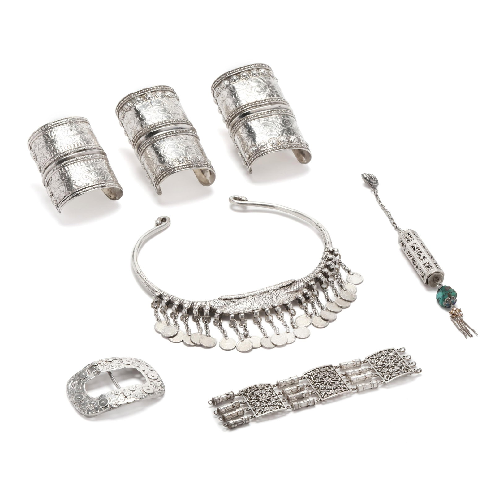 Collection of Berber Silver Tribal Jewelry and Accessories (1 of 10)