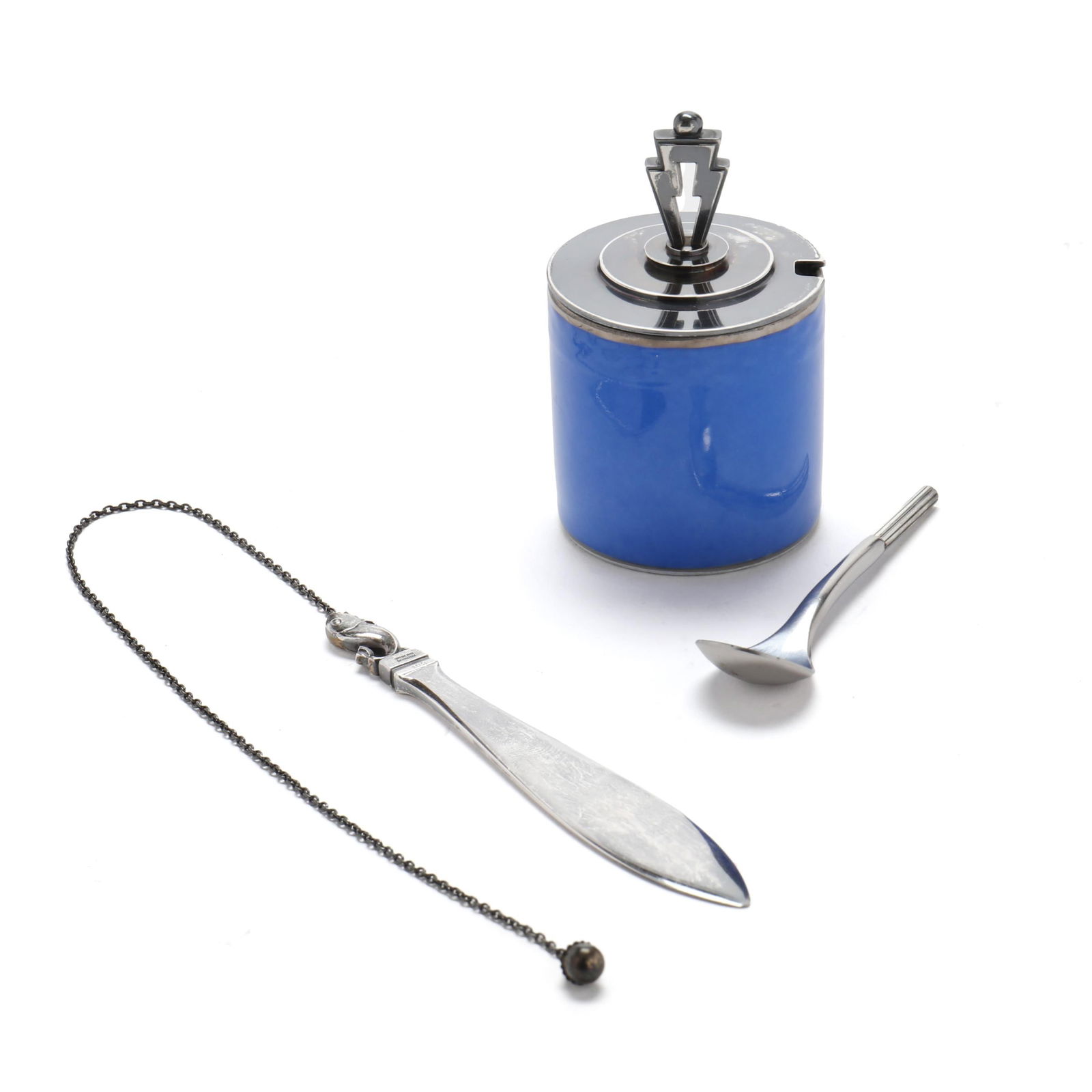 A Georg Jensen Sterling Silver Letter Opener and Mounted Mustard Jar (1 of 7)