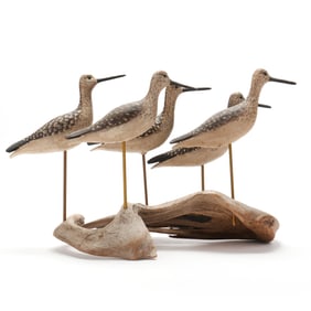 Delbert "Cigar" Daisey (VA, 1929-2017), Five Yellowlegs on Driftwood