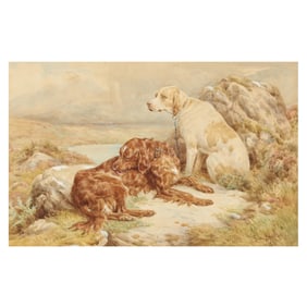 Basil Bradley (English, 1842-1904), Hunting Dogs in a Landscape