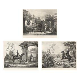 After Carle Vernet (French, 1758-1836), Three Hunt Scene Engravings