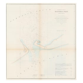 Civil War Era U.S. Coast Survey Chart of Hatteras Inlet