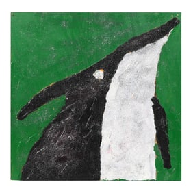 Clyde Jones (NC, b. 1938), Folk Art Painting of a Penguin