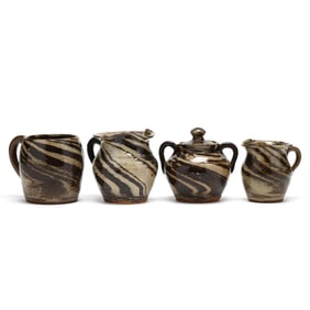 Four Pieces Reinhardt Brothers Swirl Pottery