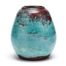 Jugtown Pottery Chinese Blue Glazed Egg Vase