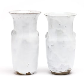 Jugtown Pottery Two Dogwood Vases