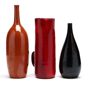 A.R.Cole Pottery Martini Pitcher and Bottle Vases