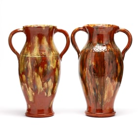 A Pair of Joe Owen (Moore County, NC, 1910-1986), Double Handle Urns