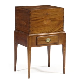 Federal Style Inlaid Mahogany Cellarette with Bottles