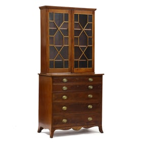 Federal Inlaid Mahogany Secretary Bookcase