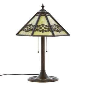 Bradley & Hubbard Slag Glass Table Lamp