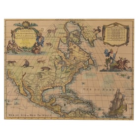 Mid-20th-Century Map of North America After an 18th-Century Original