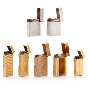 Collection of Seven Vintage Lighters by Dunhill and S.T. Dupont